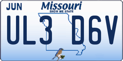 MO license plate UL3D6V