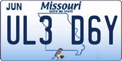 MO license plate UL3D6Y