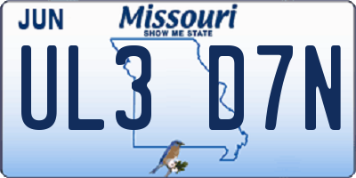 MO license plate UL3D7N