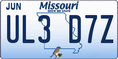 MO license plate UL3D7Z