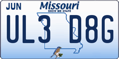 MO license plate UL3D8G