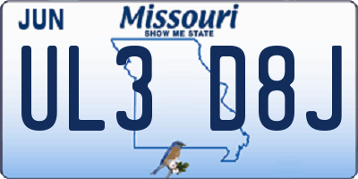 MO license plate UL3D8J