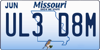 MO license plate UL3D8M