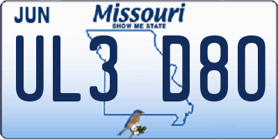 MO license plate UL3D8O