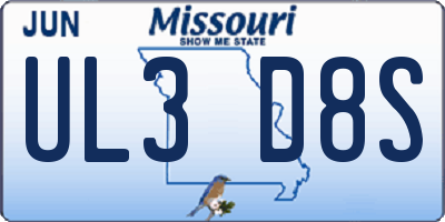 MO license plate UL3D8S