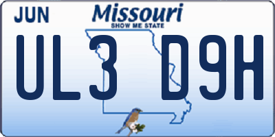 MO license plate UL3D9H