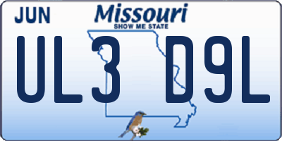 MO license plate UL3D9L