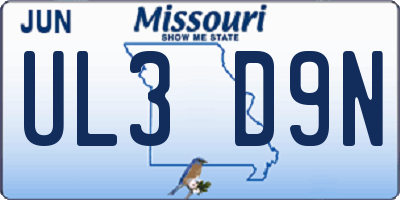 MO license plate UL3D9N