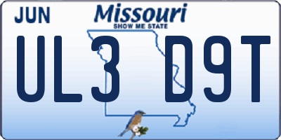 MO license plate UL3D9T