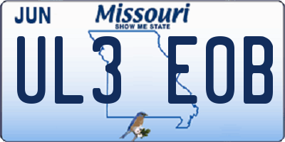 MO license plate UL3E0B