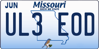 MO license plate UL3E0D