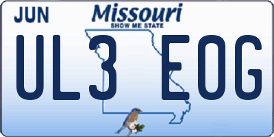 MO license plate UL3E0G