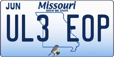 MO license plate UL3E0P