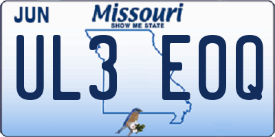MO license plate UL3E0Q