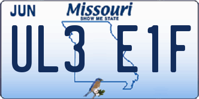 MO license plate UL3E1F