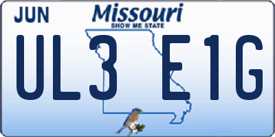 MO license plate UL3E1G