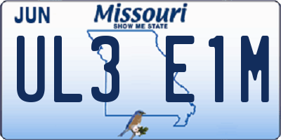 MO license plate UL3E1M
