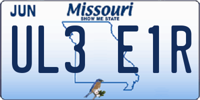 MO license plate UL3E1R