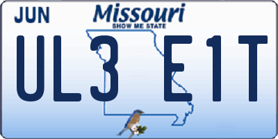 MO license plate UL3E1T