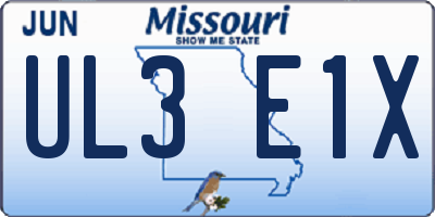 MO license plate UL3E1X