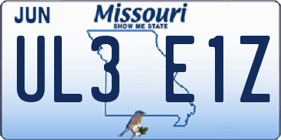 MO license plate UL3E1Z