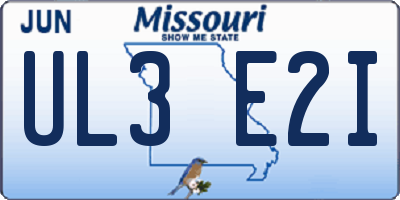 MO license plate UL3E2I