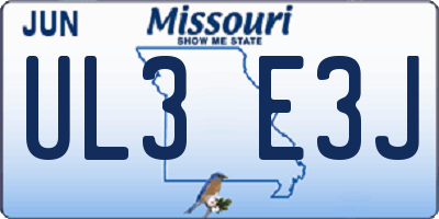 MO license plate UL3E3J