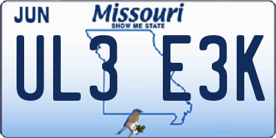 MO license plate UL3E3K