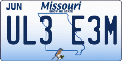MO license plate UL3E3M
