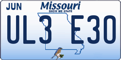 MO license plate UL3E3O