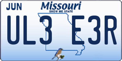 MO license plate UL3E3R