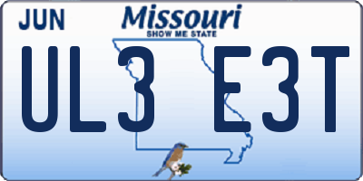 MO license plate UL3E3T