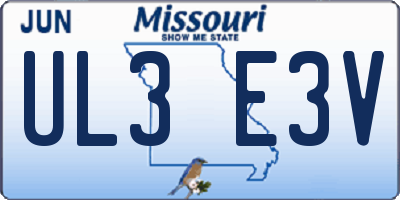 MO license plate UL3E3V