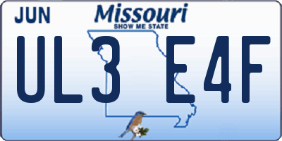 MO license plate UL3E4F