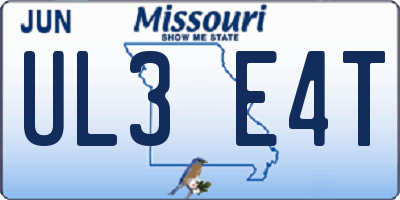 MO license plate UL3E4T