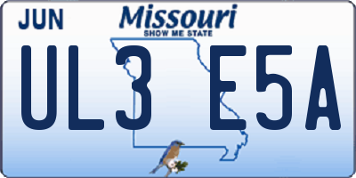 MO license plate UL3E5A