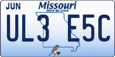 MO license plate UL3E5C