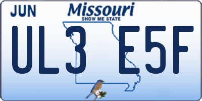 MO license plate UL3E5F