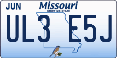 MO license plate UL3E5J