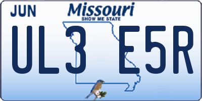 MO license plate UL3E5R