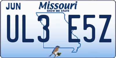 MO license plate UL3E5Z