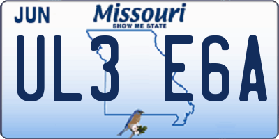 MO license plate UL3E6A