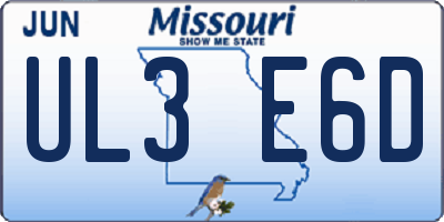 MO license plate UL3E6D