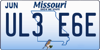 MO license plate UL3E6E