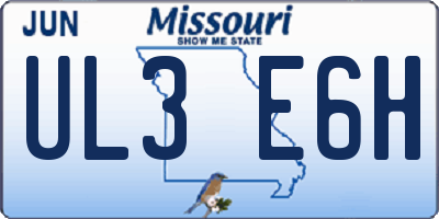 MO license plate UL3E6H