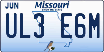 MO license plate UL3E6M