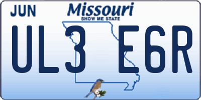 MO license plate UL3E6R