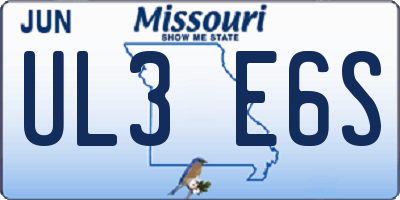 MO license plate UL3E6S