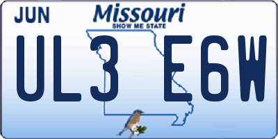 MO license plate UL3E6W