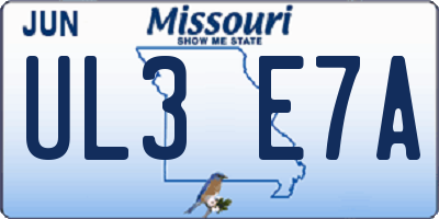 MO license plate UL3E7A